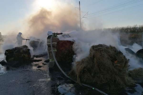 Пожарные Хакасии отстояли тюки с сеном, в которые ударила молния