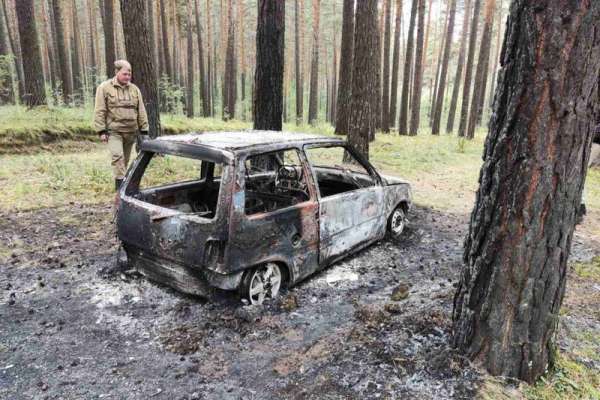 В Минусинском районе огонь от загоревшейся машины чуть не перешел на лес