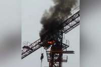 В Абакане произошел пожар на башенном кране