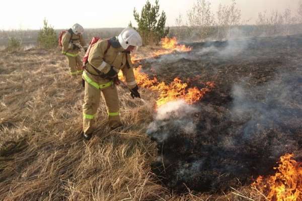 В Минусинском районе спасатели отстояли от огня деревню